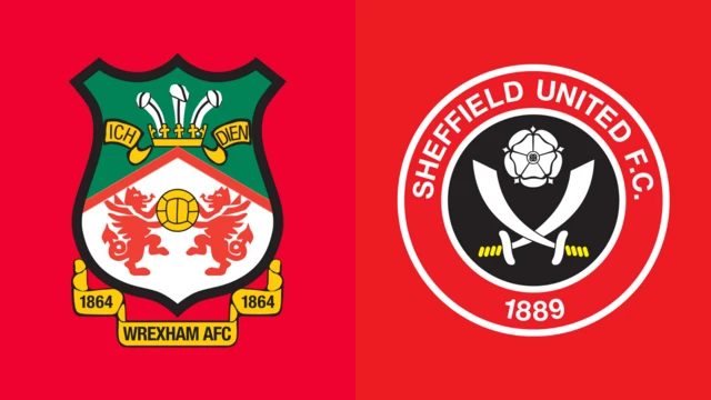 Side-by-side of Wrexham and Sheffield United club badges