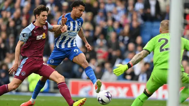 Brighton striker Joao Pedro shooting