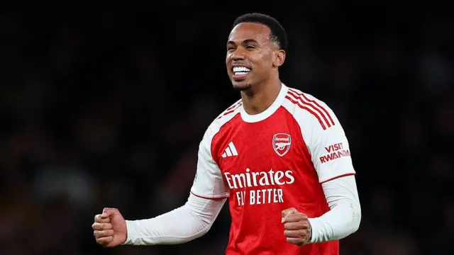 Gabriel of Arsenal celebrates