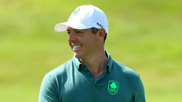 Rory McIlroy smiling during Paris Olympics