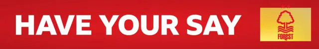 Have your say banner with Nottingham Forest badge