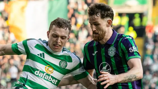 Celtic's Alistair Johnston and Hibernian's Jack Iredale