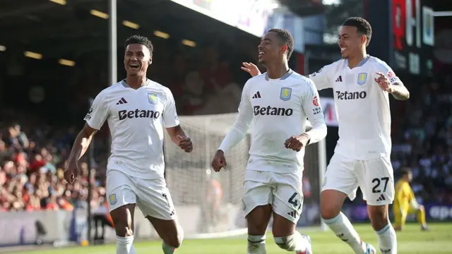 Aston Villa players celebrate
