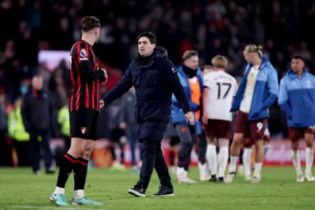 Andoni Iraola after Bournemouth's defeat to Manchester city in the Premier League