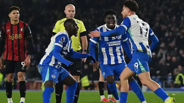 Brighton celebrate a goal against Bournemouth