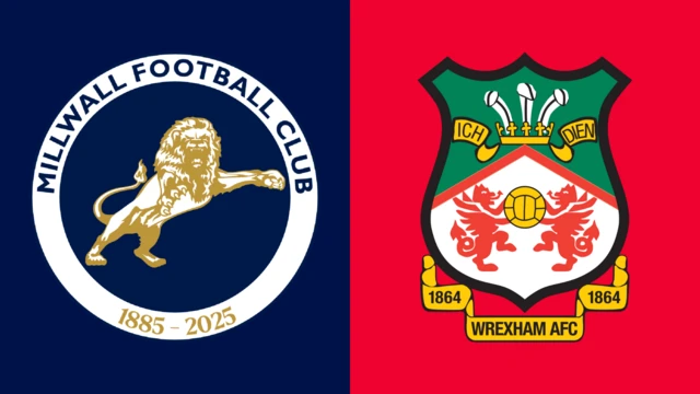 Side-by-side of Millwall and Wrexham club badges