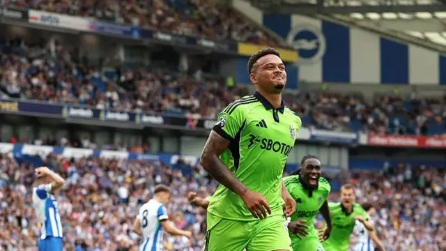Fulham substitute Rodrigo Muniz celebrates scoring against Fulham