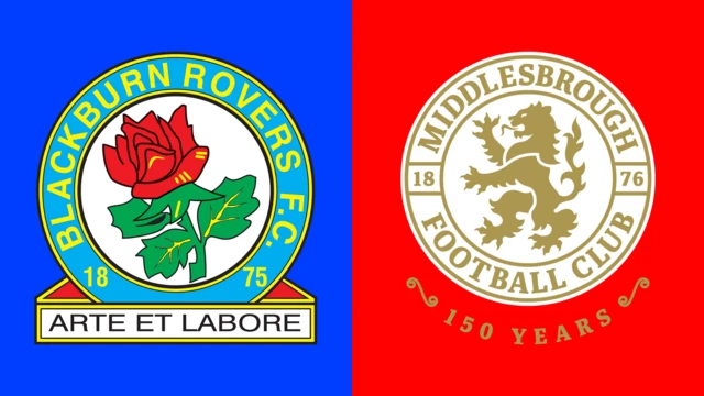 The Blackburn Rovers and Middlesbrough club crests side by side
