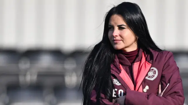 Hearts' manager Eva Olid ahead of a Scottish Gas Women's Scottish Cup  match between Heart of Midlothian and Glasgow City at the Oriam, on March 09, 2025, in Edinburgh, Scotland