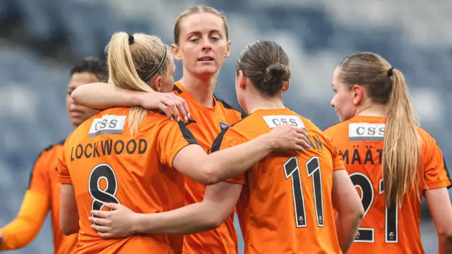Glasgow City's Katie Lockwood celebrates scoring to make it 3-0 during a SWF Scottish Cup Semi-Final between Glasgow City and Motherwell at Hampden Park