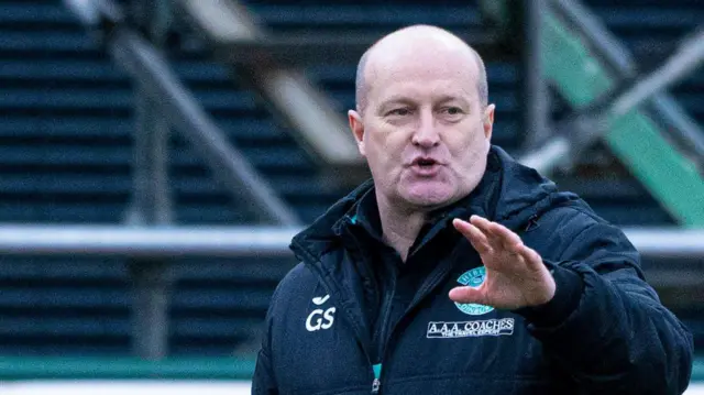 Hibernian manager Grant Scott during a Scottish Women's Premier League match between Hibernian and Rangers at Meadowbank Stadium