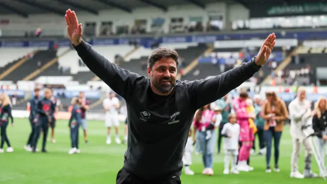 Vitor Matos celebrates after a home win on the final day of last season