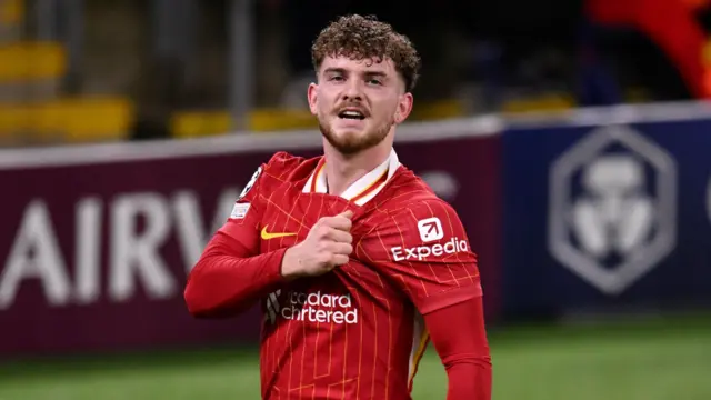 Harvey Elliott celebrates scoring goal