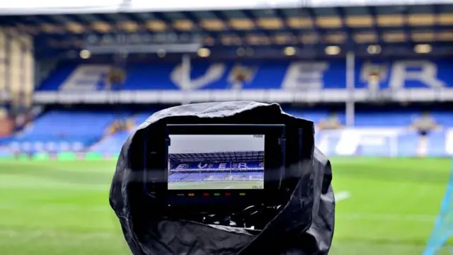 A television camera at Goodison Park