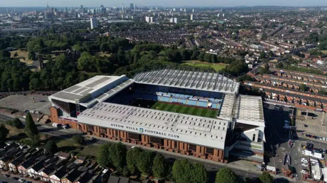 An aerial view of Villa Park