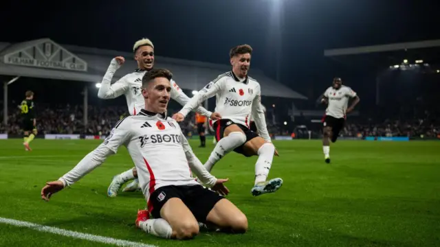 Harry Wilson celebrates scoring for Fulham against Brentford