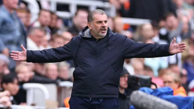 Ange Postecoglou manager / head coach of Tottenham Hotspur reacts