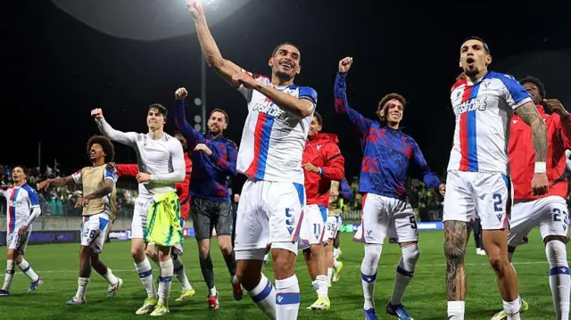Maxence Lacroix and Daniel Munoz of Crystal Palace celebrate 