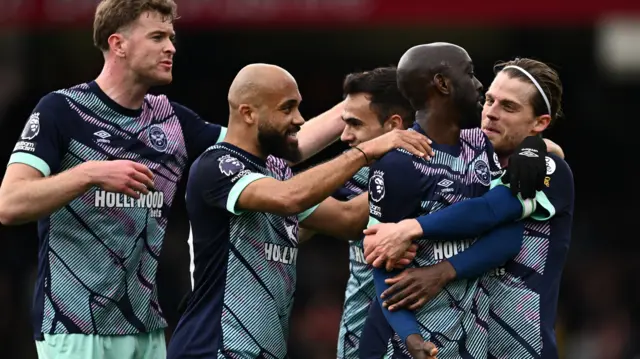 Brentford players celebrate