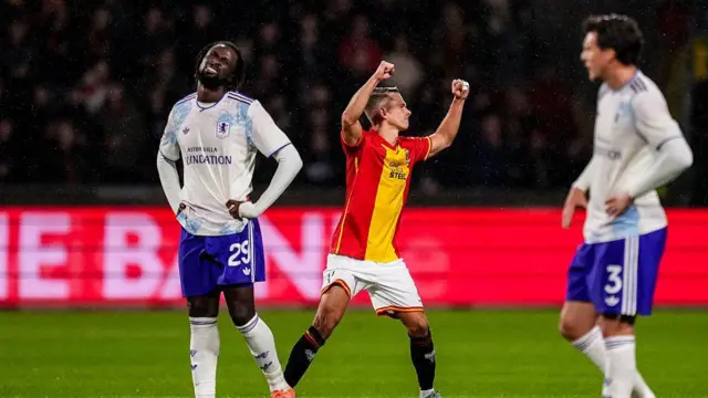 Mathis Suray of Go Ahead Eagles celebrates after scoring his team's first goal 