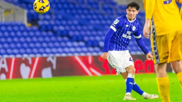 Luey Giles playing for Cardiff City