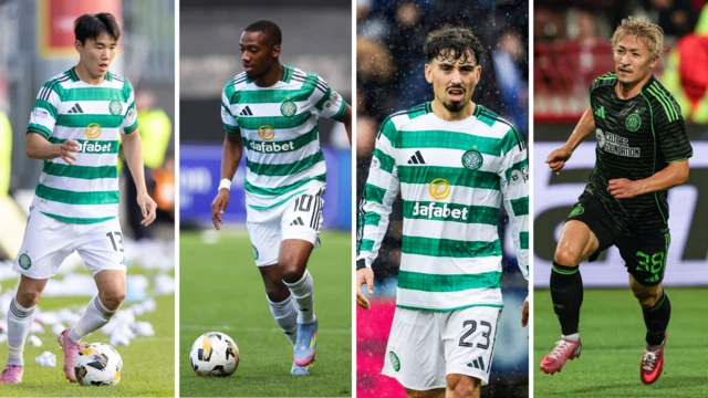Celtic wingers Yang Hyun-Jun, Michel-Ange Balikwisha, Sebastian Tounekti and Daizen Maeda