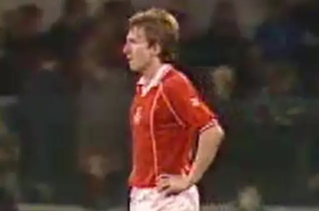 The late Billy Ronson wearing the original Wrexham shirt during the 1981-82 season