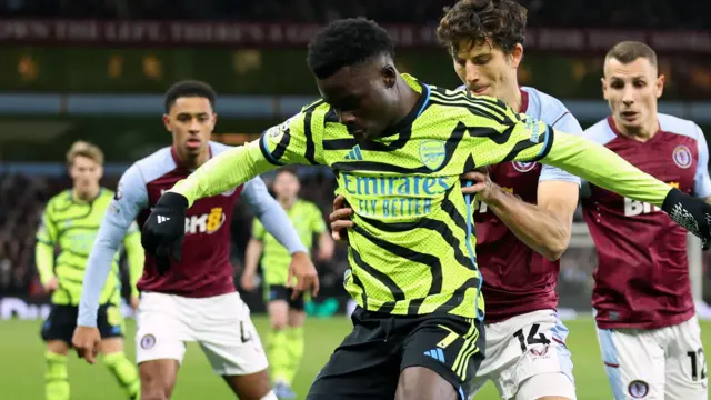 Aston Villa in action against Arsenal in December