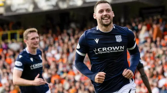 Drey Wright scored the opener in Dundee's 2-0 derby win at Tannadice
