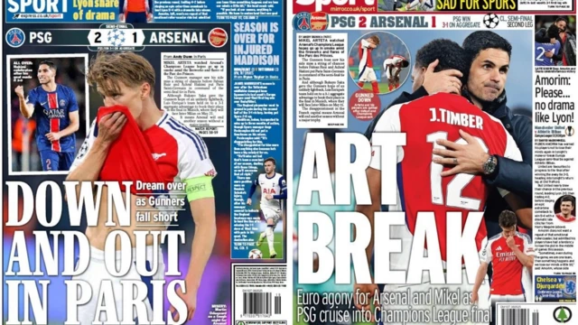 Backpage of Daily Express and Daily Mirror