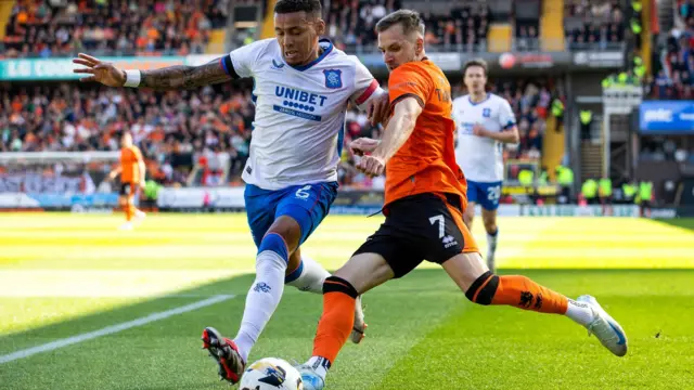 Rangers' James Tavernier and Dundee United's Kristijan Trapanovski