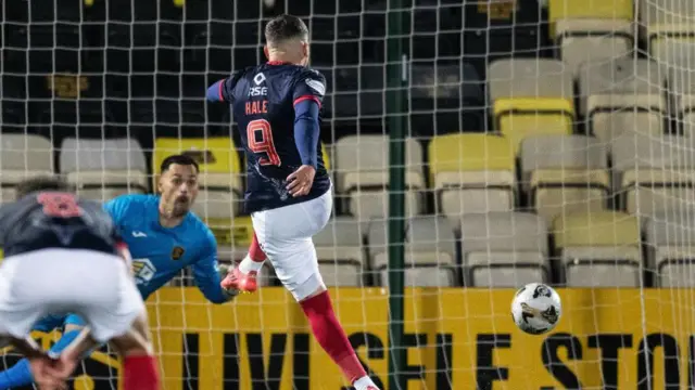 Ross County’s Ronan Hale scores to make it 1-1 during a William Hill Premiership Play-Off Final first leg match between Livingston and Ross County at the Home of the Set Fare Arena,
