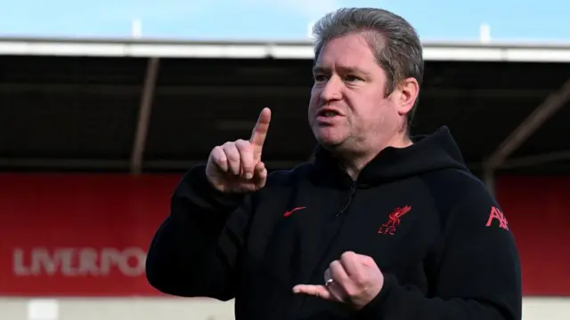 Liverpool boss Matt Beard gesturing