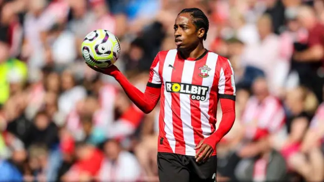 Kyle Walker-Peters prepares to take a throw in for Southampton