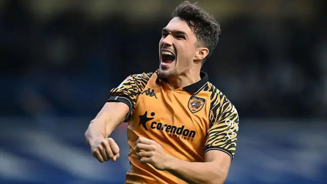Kyle Joseph celebrates scoring a goal for Hull
