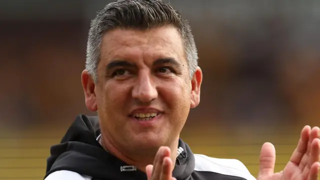 Nelson Jardim applauds the Newport County fans after the win over Doncaster