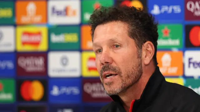 Diego Simeone speaks at a news conference