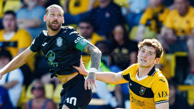 Hibernian’s Martin Boyle and Livingston’s Daniel Finlayson