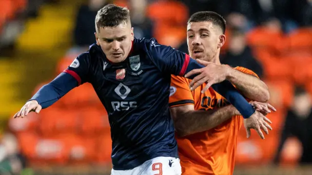 Ross County's Ronan Hale and Dundee United's Declan Gallagher