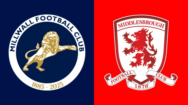 Side-by-side of Millwall and Middlesbrough club badges