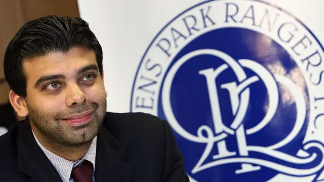 Vice chairman Amit Bhatia attends a QPR kit launch at Loftus Road in 2008 