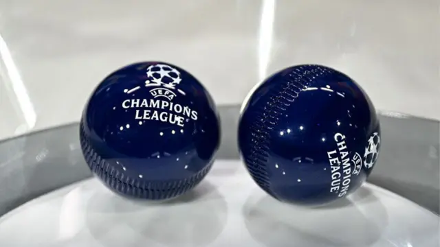 Draw balls bearing the Champions League logo