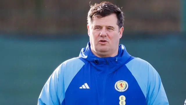 Scotland Interim Head Coach Michael McArdle (L) during a Scotland Women's training session at the Oriam