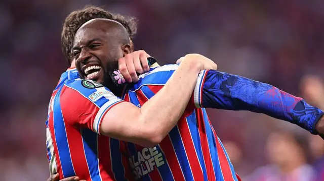 Jean-Philippe Mateta of Crystal Palace celebrates at full time