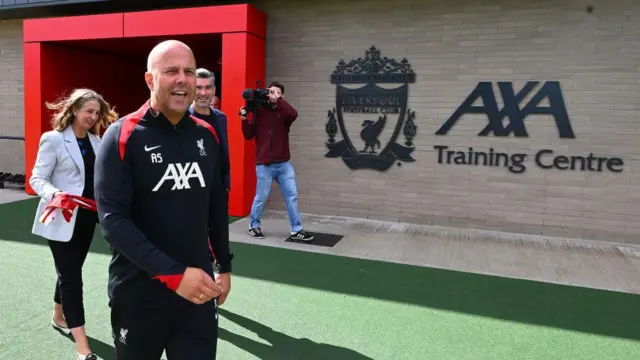 Arne Slot at Liverpool's training ground