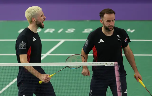 Great Britain's Ben Lane and Sean Vendy in men's doubles badminton at 2024 Paris Olympics