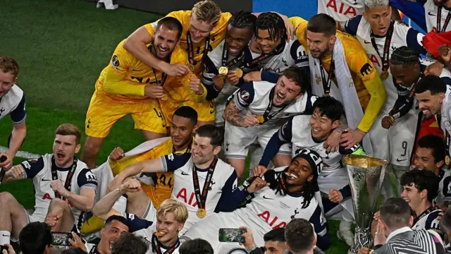 Tottenham players with their medals