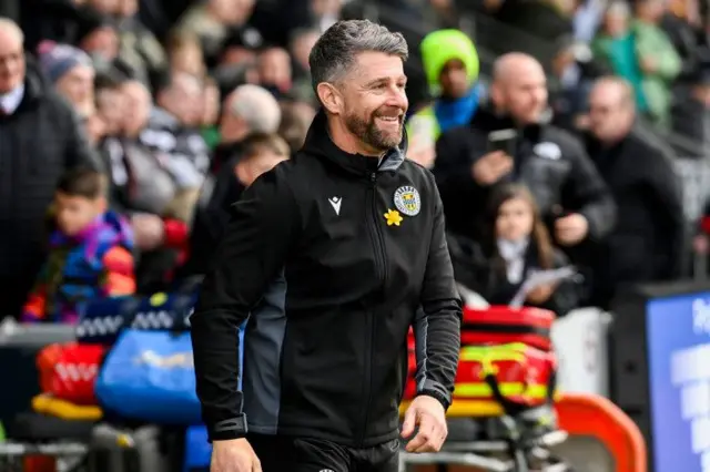 St Mirren manager Stephen Robinson during a cinch Premiership match between St Mirren and St Johnstone at the SMiSA Stadium, on February 24, 2024, in Paisley, Scotland.