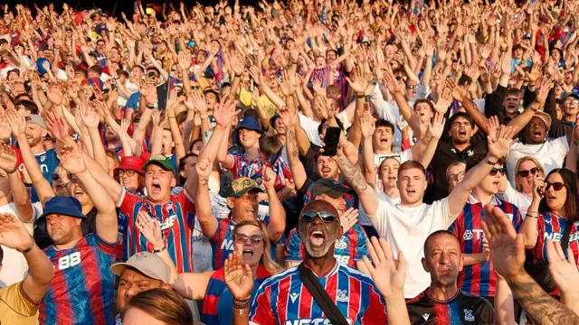  Crystal Palace Fans watch the UEFA Conference League Final 2026 against Rayo Vallecano de Madrid at Selhurst Park
