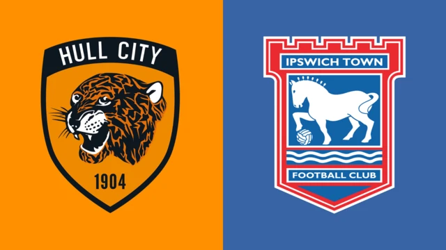 Side-by-side of Hull City and Ipswich Town club badges